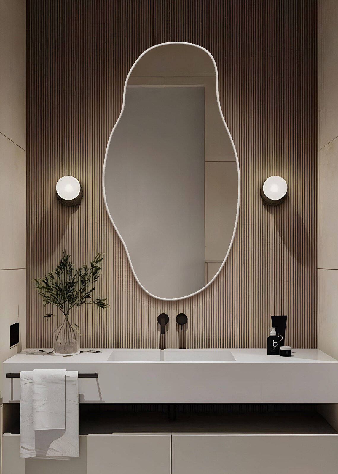 Asimetrik Konsol Aynası, Dresuar Aynası, Tuvalet Aynası, Holl Aynası, Banyo Aynası