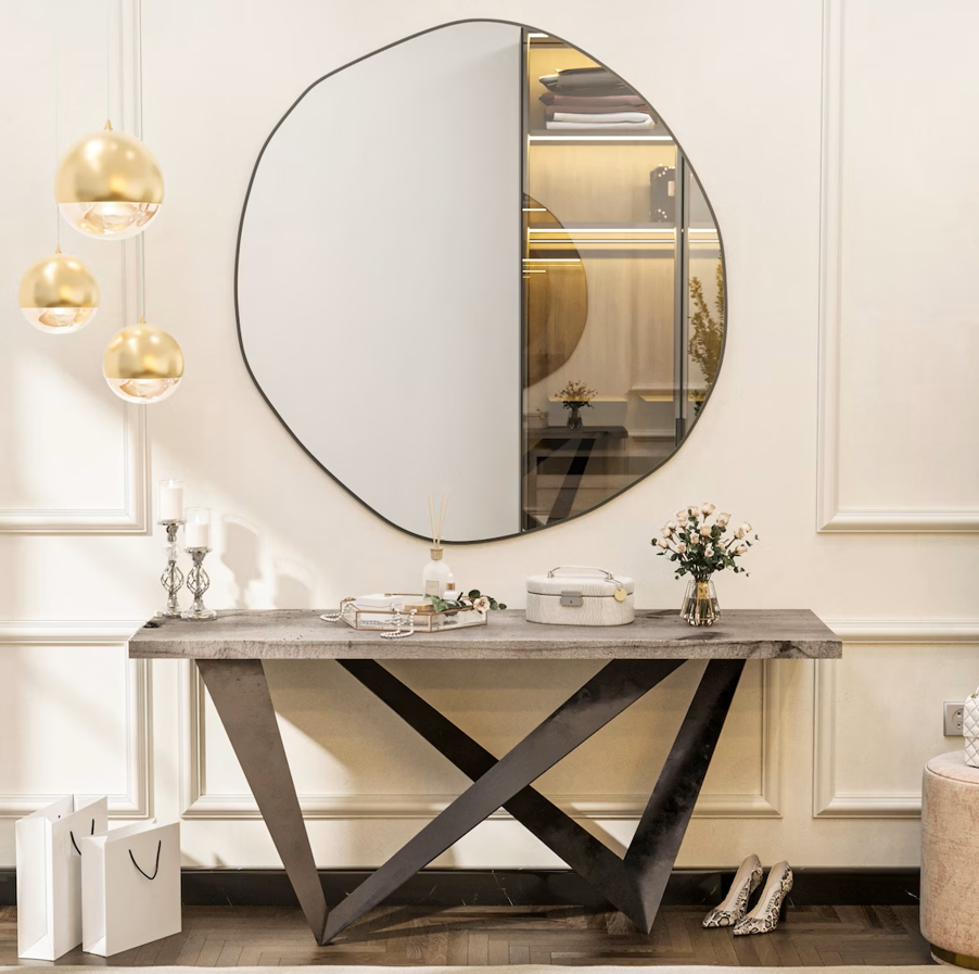 Arya model ayna asimetrik ayna, dekoratif ayna, duvar aynası banyo aynası holl aynası