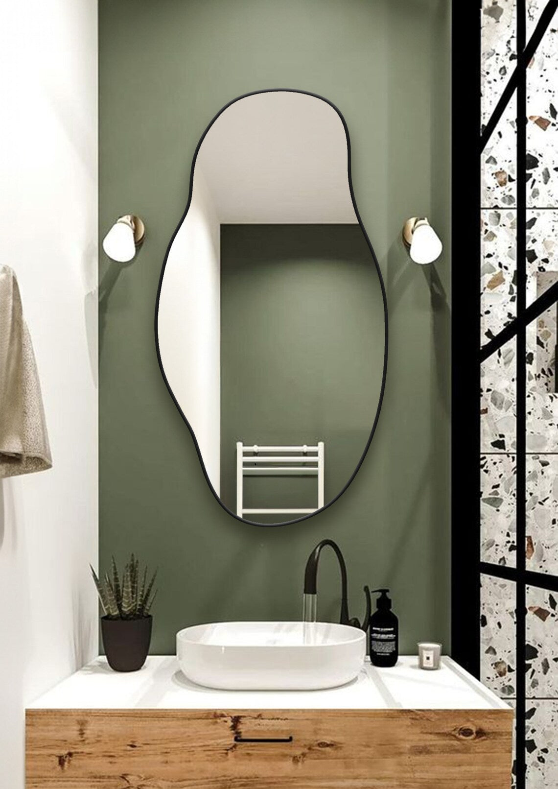 Asimetrik Konsol Aynası, Dresuar Aynası, Tuvalet Aynası, Holl Aynası, Banyo Aynası